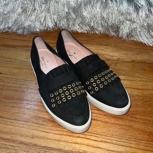 - Kate Spade Courtney Grommet Slip On black gold size 8.5